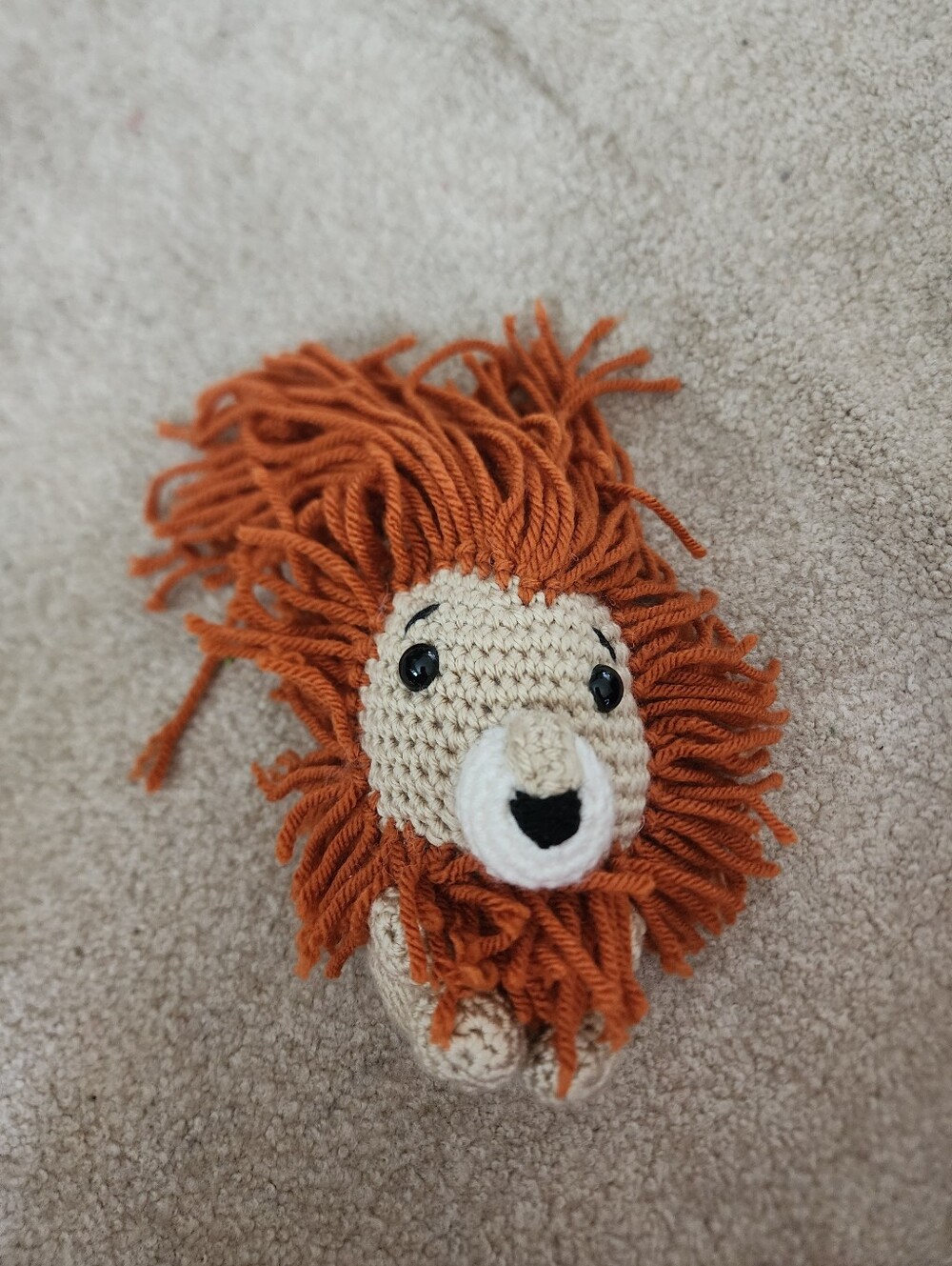Handmade Cream and Orange Crochet Lion Stuffed Animal
